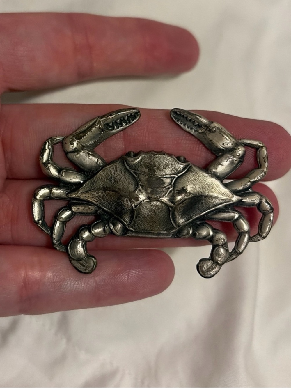 Vintage Pewter DungeonessCRAB Pin BROOCH Jewelry